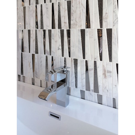 Apollo Tile Sample of White Elements 11.8"x11.8" Glass And Marble Mosaic Tile APLHTC9953299MEC10 Sample